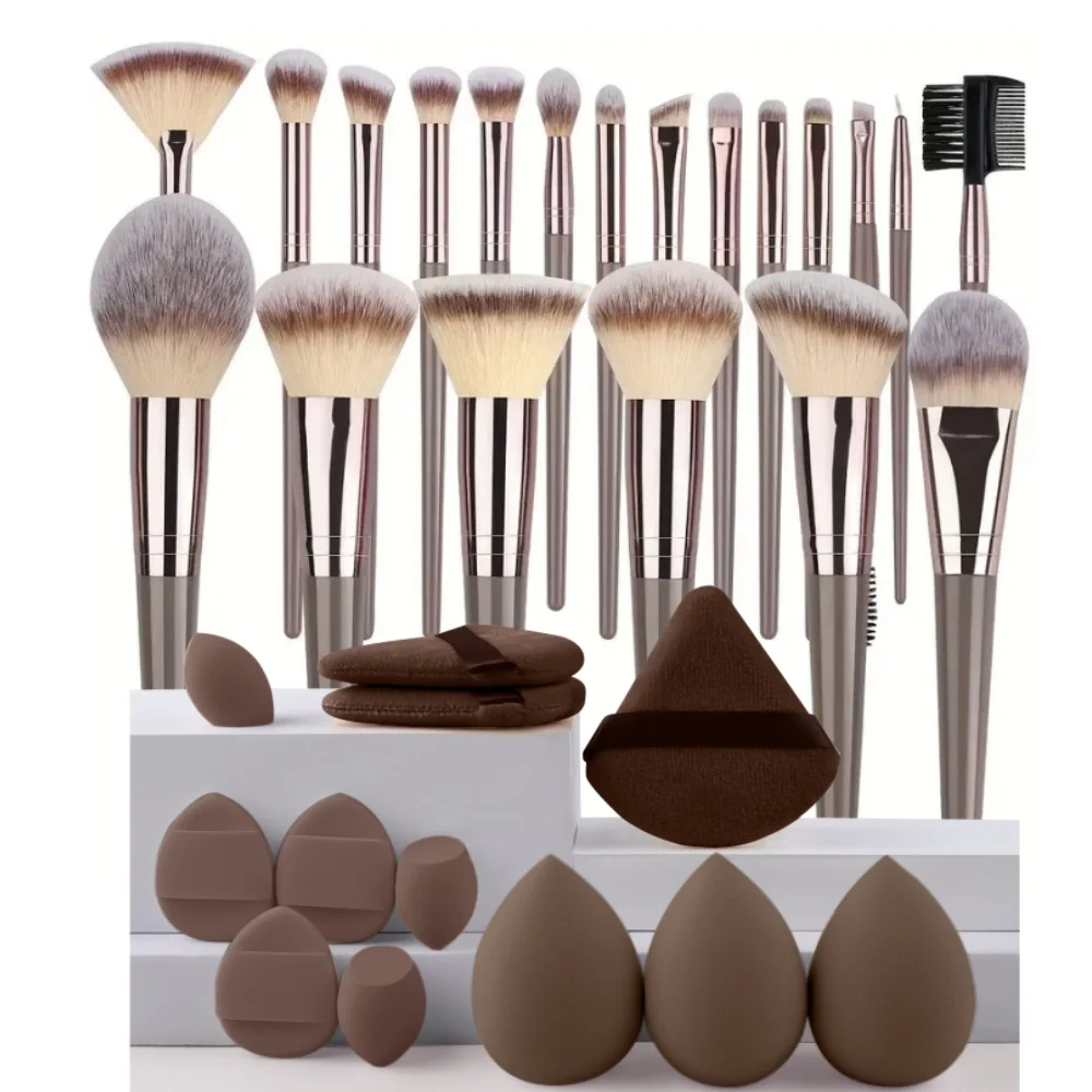 1-20PCS Makeup Brushes Set Eye Shadow Foundation Blush Highlighter Concealer Female Beauty Tool Puffs Beauty Sponges Thumb Puffs