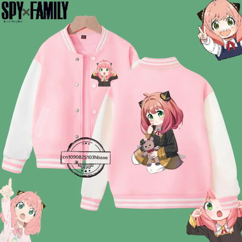 Spy X Family płaszcz jesienno-zimowy 1-14 lat nadruk kreskówkowy dziecięcy strój baseballowy moda chłopcy dziewczęta Kawaii Harajuku Casualjacket