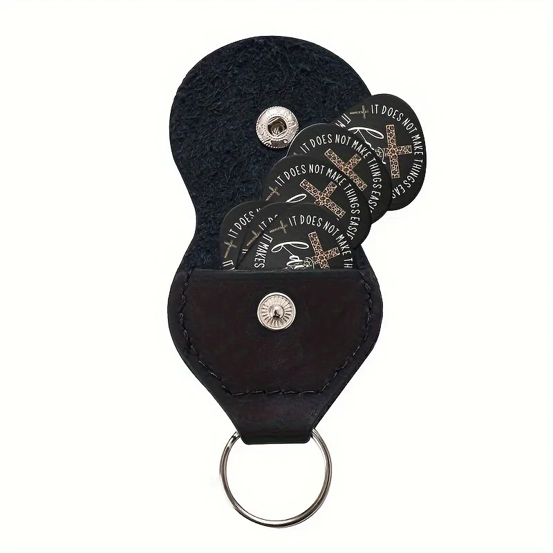6 Pcs Original Sound Guitar Picks, Double-Sided Printed Ukulele Guitar Finger Shrapnel, Keychain Holster, Gift For Music Lovers