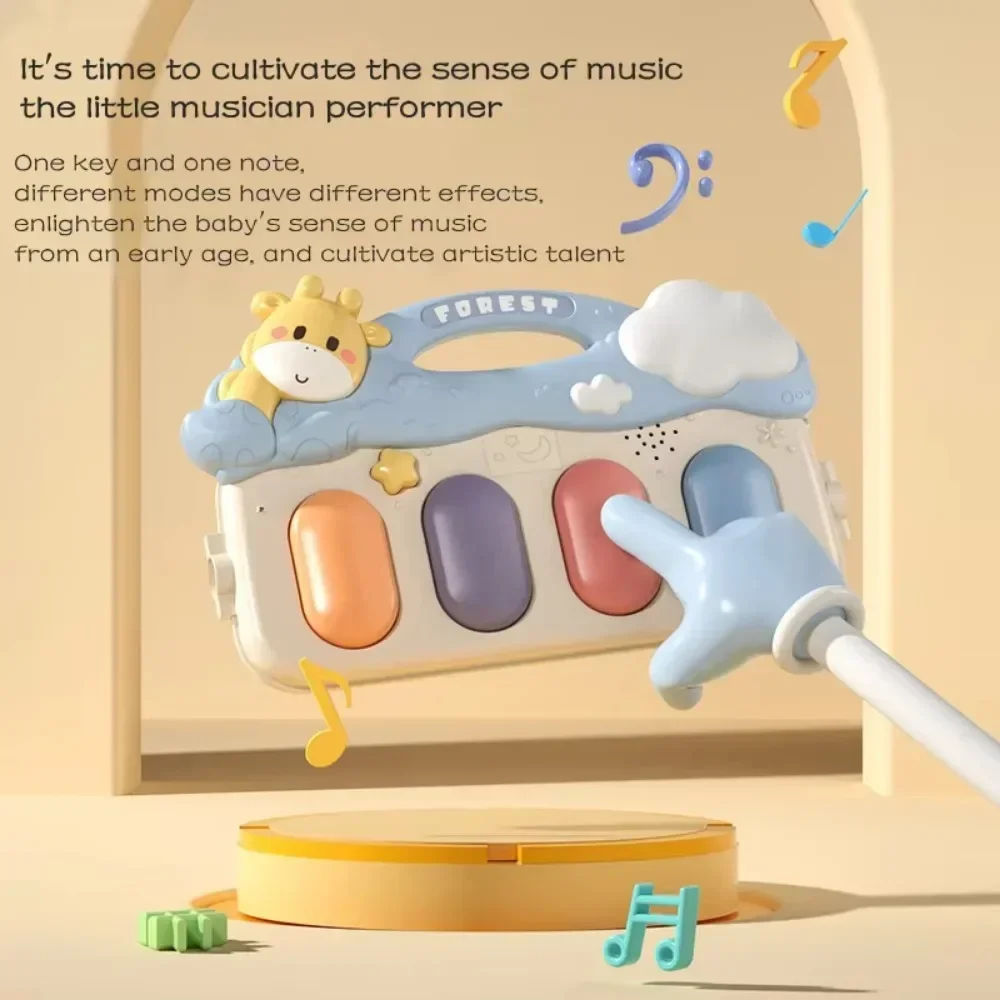 กิจกรรมเด็กเสื่อยิมเปียโนสัตว์ Rattle ของเล่น, ดนตรีเด็ก Gyms Play Mat กิจกรรมเกมผ้าห่มของเล่นสําหรับเด็กวัยหัดเดินทารก
