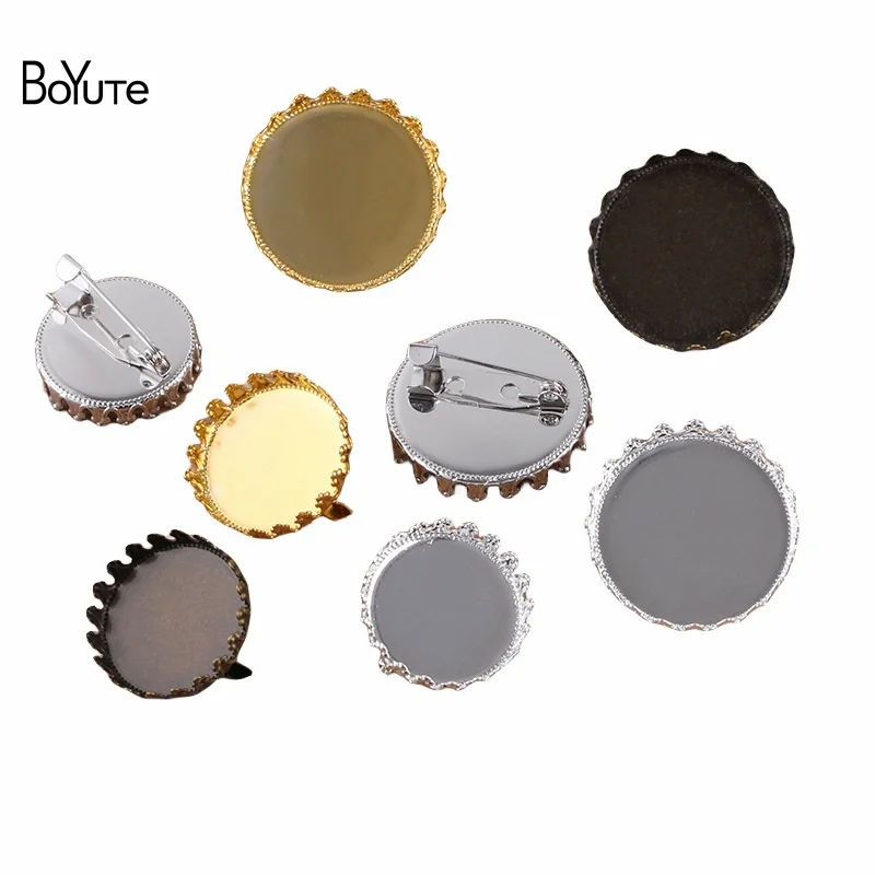 

BoYuTe Custom (200 Pieces/Lot) Fit 20MM 25MM Cabochon Brooch Base Settings Handmade Diy Blank Brooch Tray Accessories