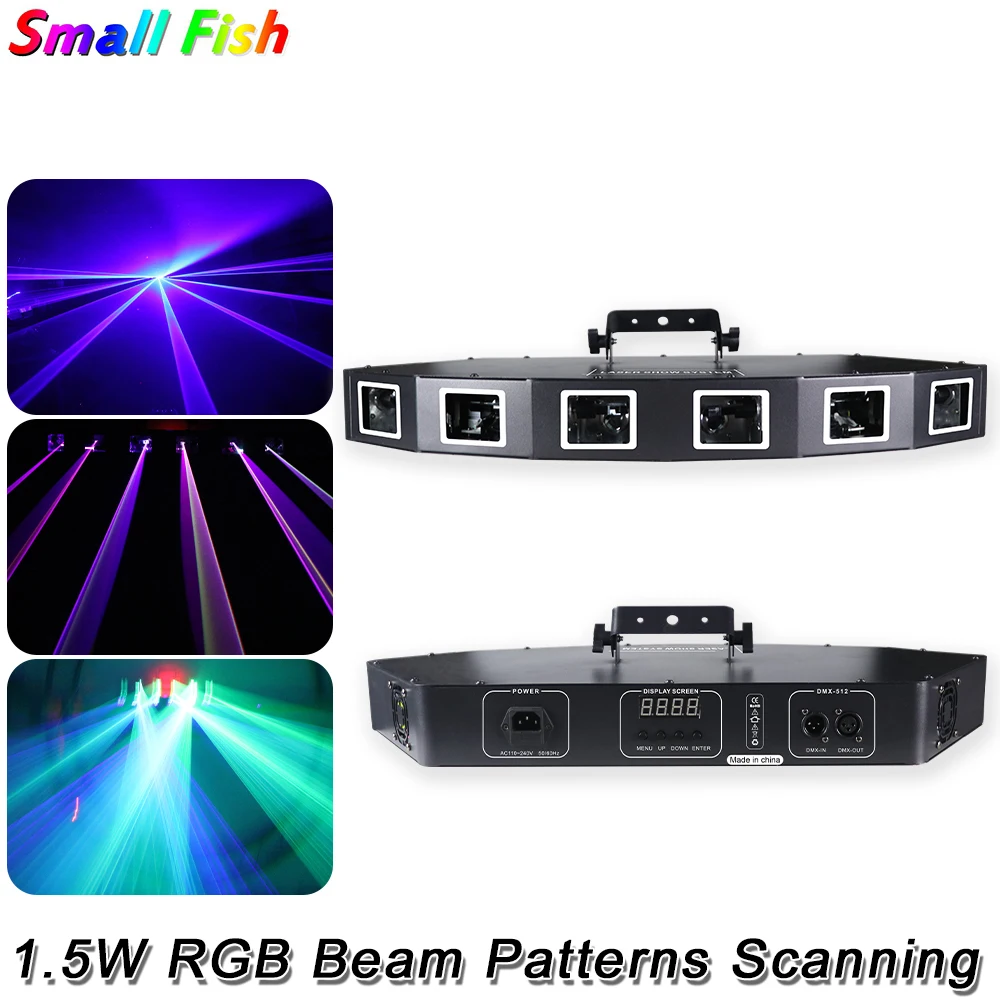 1.5W RGB Beam Patterns Scanning Laser Light Stage Full Color Patterns Party Show Laser Projector For DJ Disco Xmas Bar Club