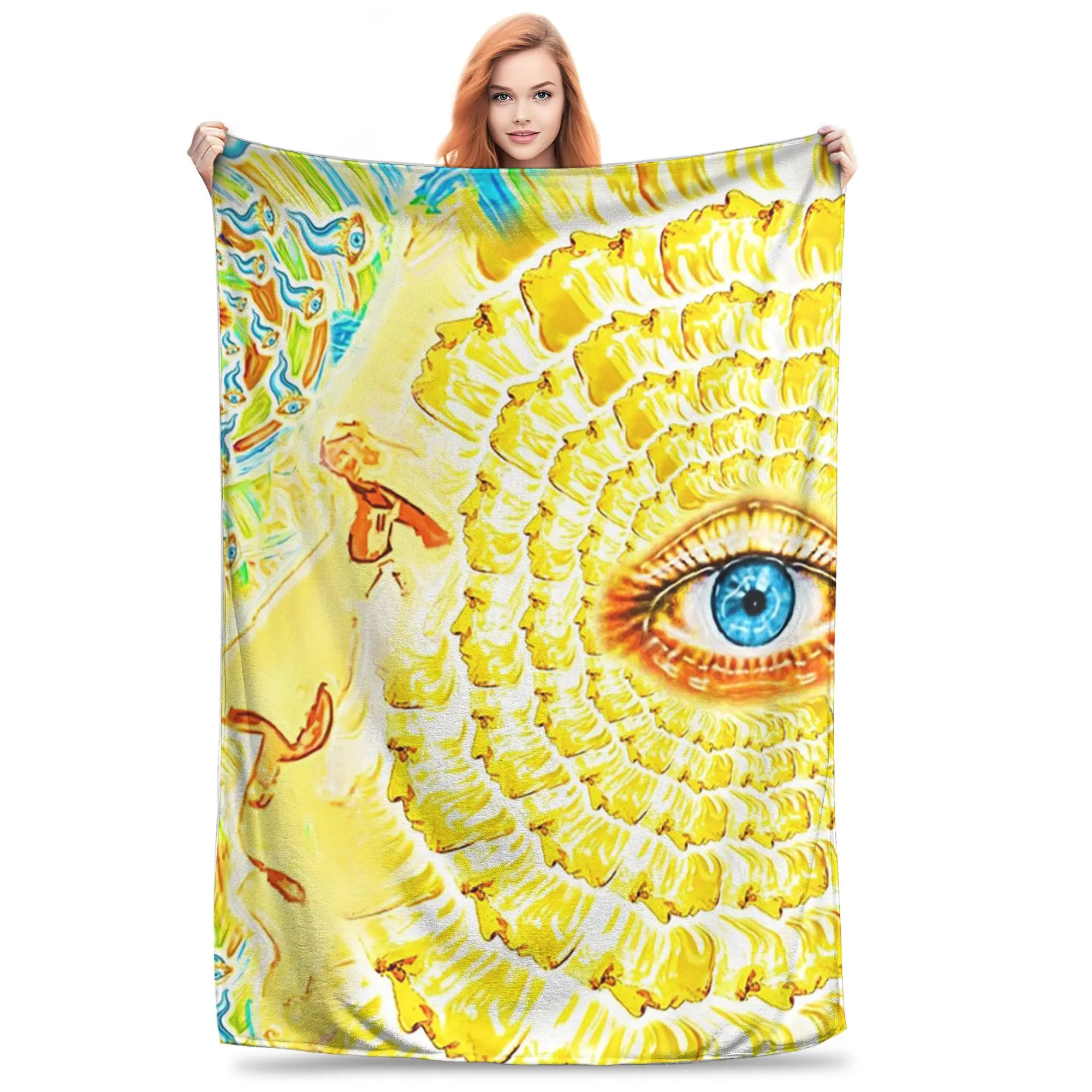 

InnerPerceptically Blanket Multi-function Fleece Sofa Throw Blanket for Home Bedroom Travel Throws Bedspread Quilt