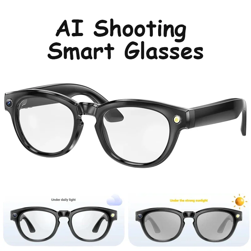 Camera Smart Glasses AI Voice Wireless Audio Portable Video Recording Light-sensitive Color Change Polarized Sunglasses