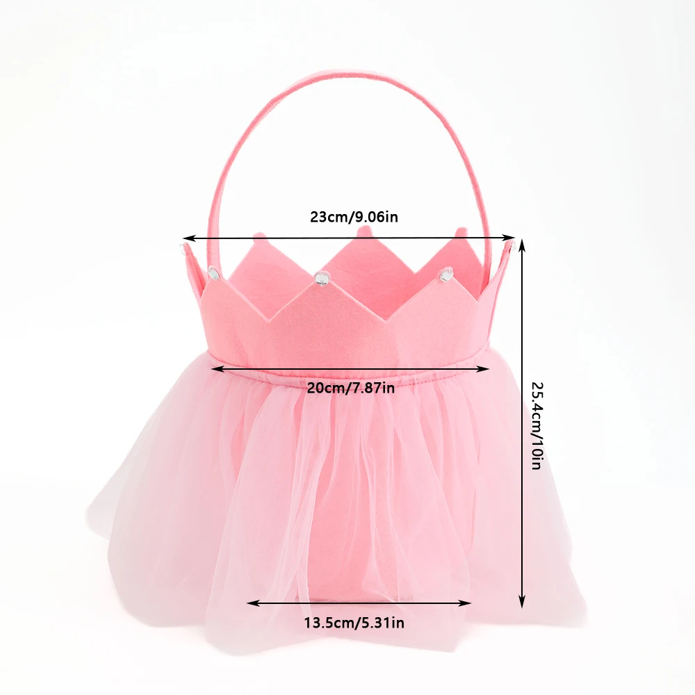 Prinzessinnenkrone-Tutu-Halloween-Tasche für Kinder, Süßigkeiten- oder Süßsack, Feen-Geschenktasche, Filz-Partydekoration für Zuhause – Detail 1