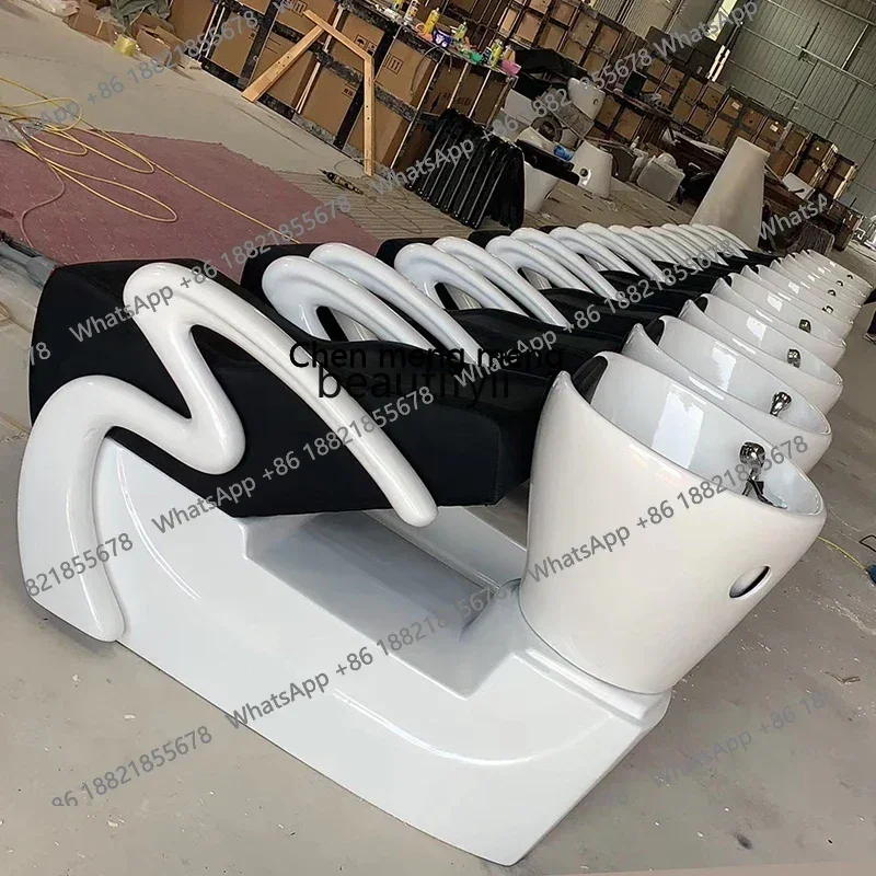 S7486 ss كرسي شامبو لصالون الحلاقة، سرير فلاشينغ، صالون شعر بسيط شبه مستلق #4