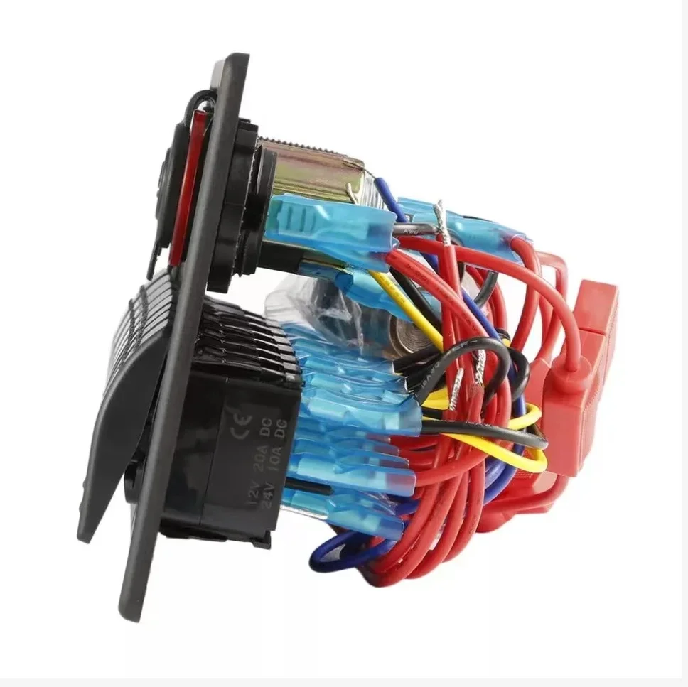 12V 8 Gang à prova d'água com carregador USB e soquete 3.1A iate RV carro barco painel de interruptor rocker marinho