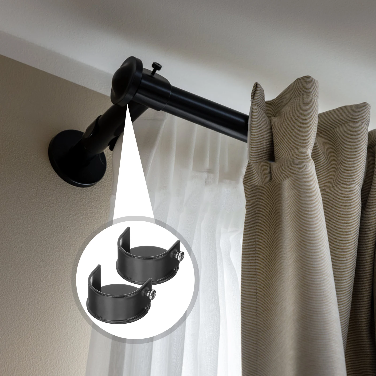 

2Pcs 28mm Curtain Rod Accessories Heavy Duty Bracket Wall Mount Closet Pole Holder Rack Curtain Rod Stands Support