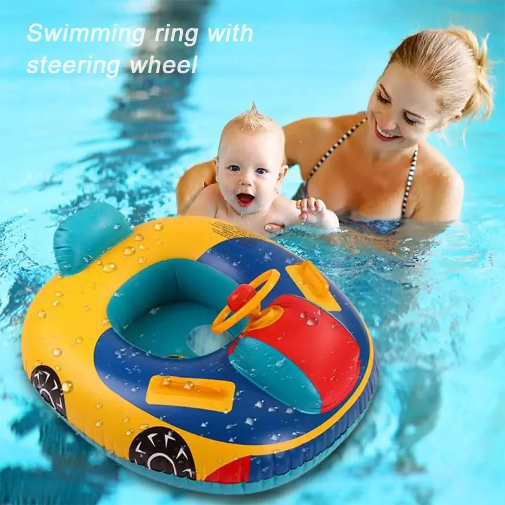 PVC Baby Swimming Ring Seat Cartoon Cars Seat Swimming Ring Baby Toddler Inflatable Pool Float Funny Water Aid Trainer