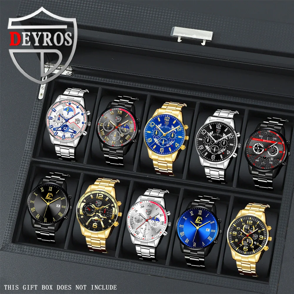 Hot Selling 10 Pcs/set Watches for Men, Watch for Men, Alloy Strap Wrist Watch for Men, Outdoor Style Watch for Men
