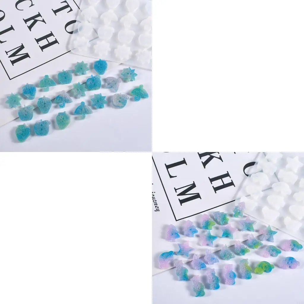 Fruit Silicone Mold Flower Animal Button Mold Epoxy Resin Casting Mold for DIY Making Necklace Pendant,Earring,Keychain