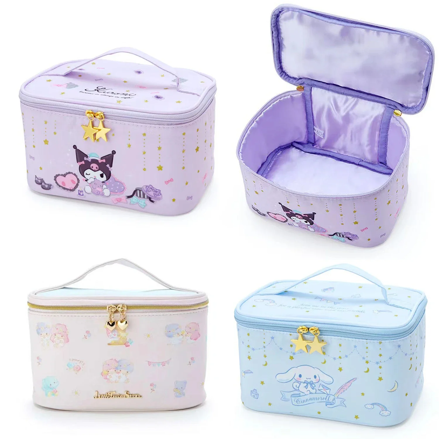 Sanrios Kuromi Cinnamoroll Kawaii Cartoon PU Makeup Bag Outdoor Multifunction travel Cosmetic Bag Toiletries Organizer Cases