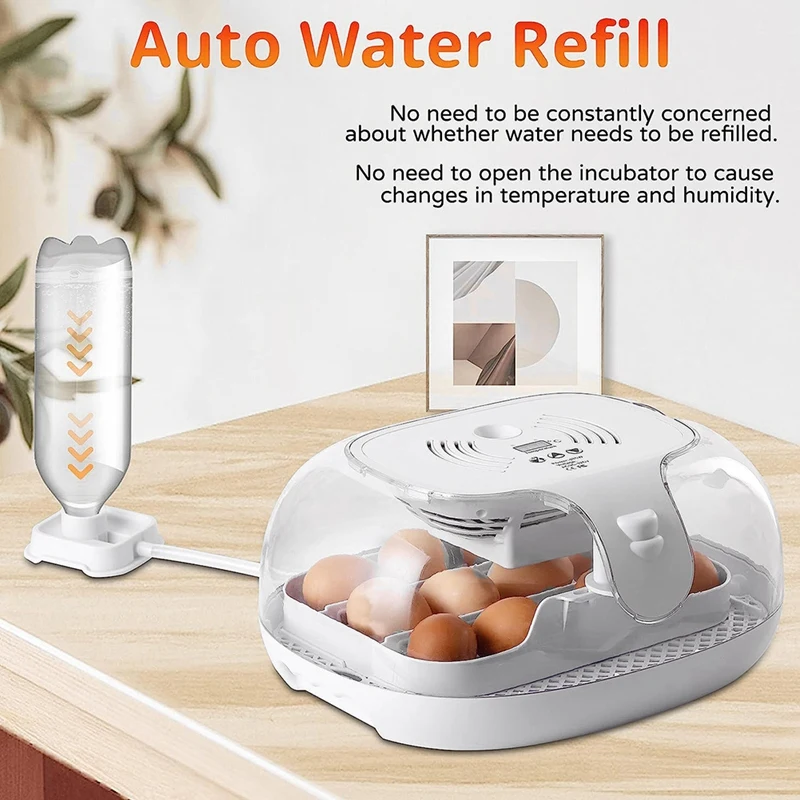 1 Pieces 16 Eggs Incubator With Auto Egg-Turning Auto Water Refill Auto Temperature Control, US Plug