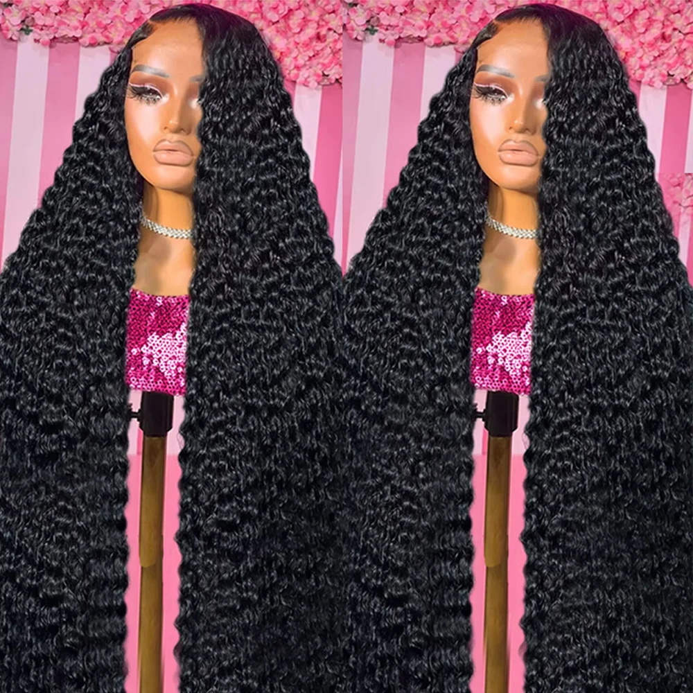 

300% Density Deep Wave 40 Inch 13x6 13x4 HD Lace Frontal Human Hair Wigs Brazilian PrePlucked Water Curly 360 Lace Front Wigs