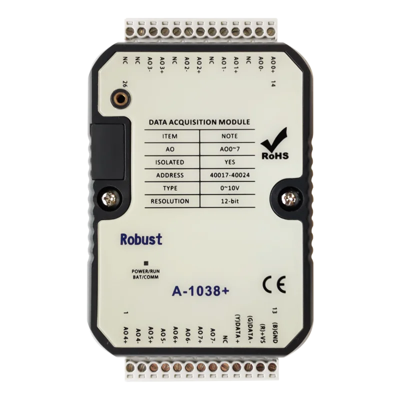 

Изолирующий аналоговый модуль 8AO с портом RS-485 Протокол Modbus RTU (A-1038+)