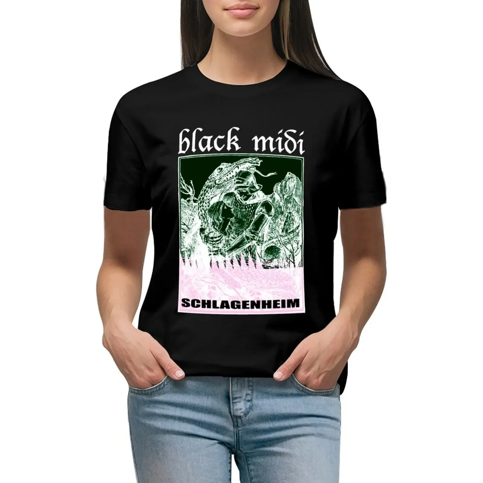 

Black Midi Schlagenheim T-Shirt sports fans plus sizes heavyweights graphics cute t-shirts for Women