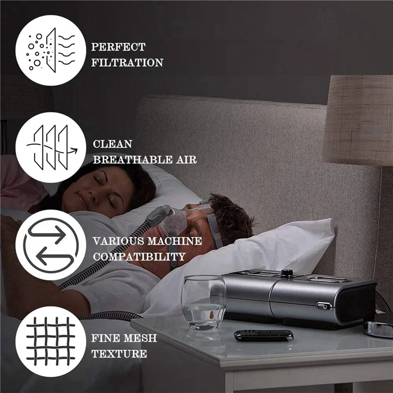 

A43T 90 шт. CPAP HEPA воздушный фильтр, одноразовые сменные фильтры для вентиляторов CPAP маска салфетки для Weinmann