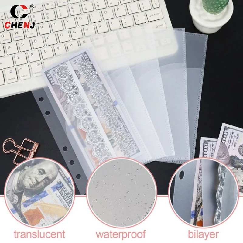 5pcs/set A6 Binder Notebook Accessories Removable Notebook Book Core 6-hole Cash Budget PP Bag Office Stationery