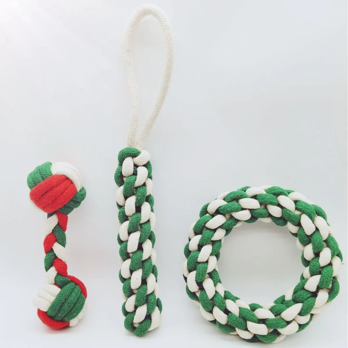 Christmas woven cotton rope pet supplies Indoor and outdoor dog toy set teeth grinding and cleaning toys