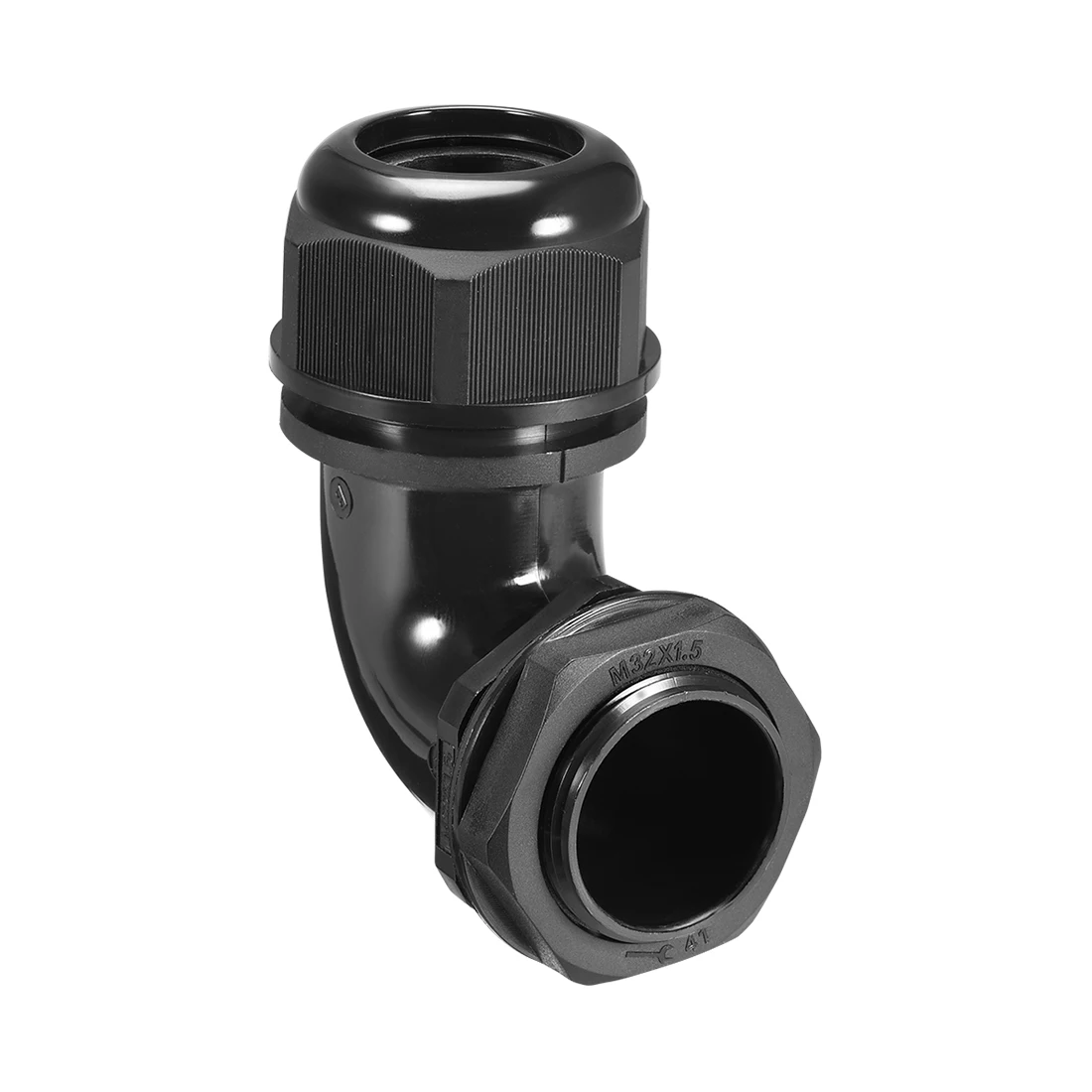 

1Pcs M32 Cable Gland 90 Degree Waterproof IP68 Nylon Joint Adjustable Locknut for 18mm-25mm Dia Cable Wire Black Wire Fitting