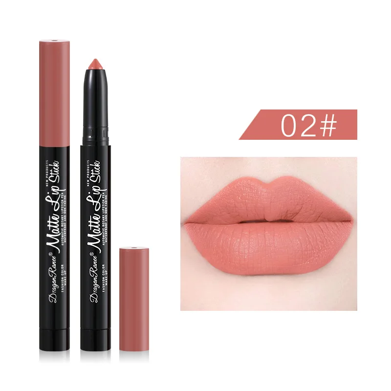 12 Colors Matte Lipstick Pen Waterproof Long-lasting Contouring Brown Red Nude Outline Lip Shape Lip Liner Non-stick Cup Makeup