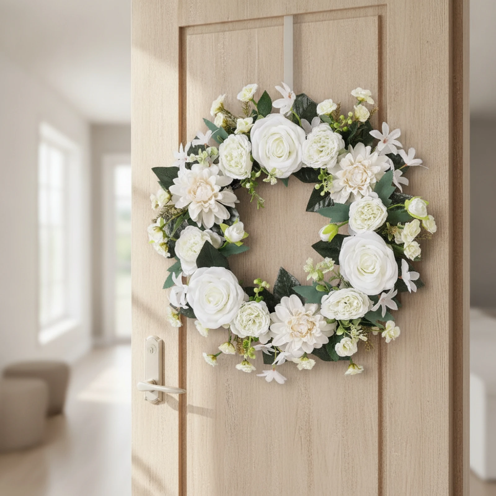 Rose Peony Daisy Wreath Artifi - Home Decor Daisy ulasan dan harga