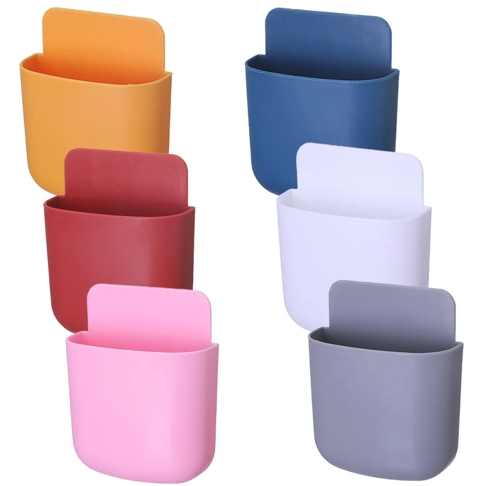 

TEHAUX 6Pcs Remote Control Storage Box Wall Mount Holder for AC Phone Office Organizer Bracket PP
