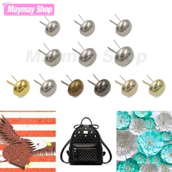 100pcs Metal Two Leg Feet Pierced Rivet Stud Half Ball Round Nail For DIY Leathercraft Bag Cap Shoes Handbag Bottom Protecting
