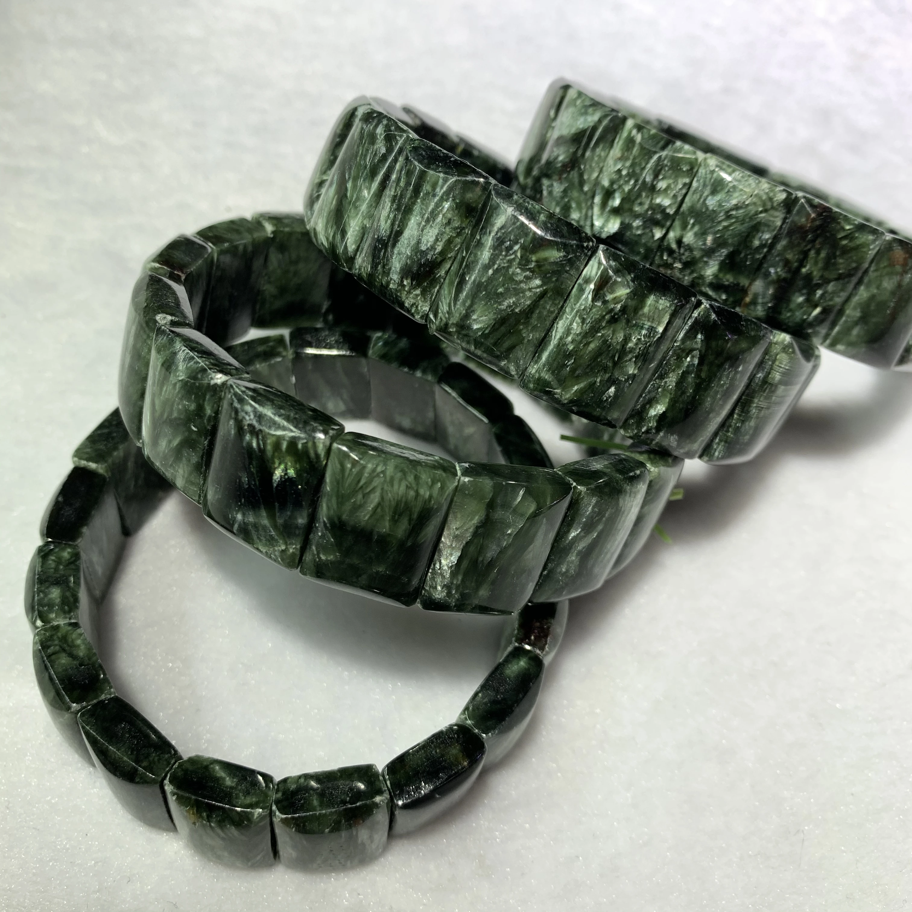 

Russian Seraphinite (Clinochlore) Beads Bracelet Natural Gemstone Jewelry Bangle for Women for Men for Gift Wholesale !