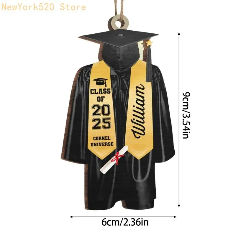 مجموعة N84C من 4 السيارات الخشبية الأنيقة وشجرة الديكور معلقة لعام 2025 الخريج