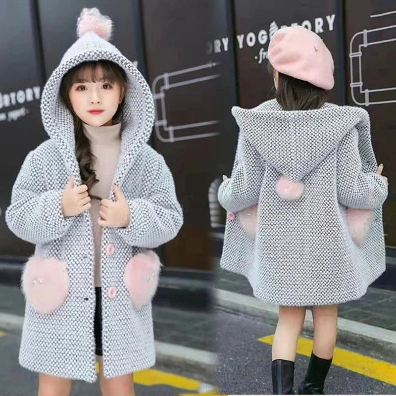 Girls Thickened Coat Jacket Winter Children Little Girls Warm Outside Hooded Clothes Jacket