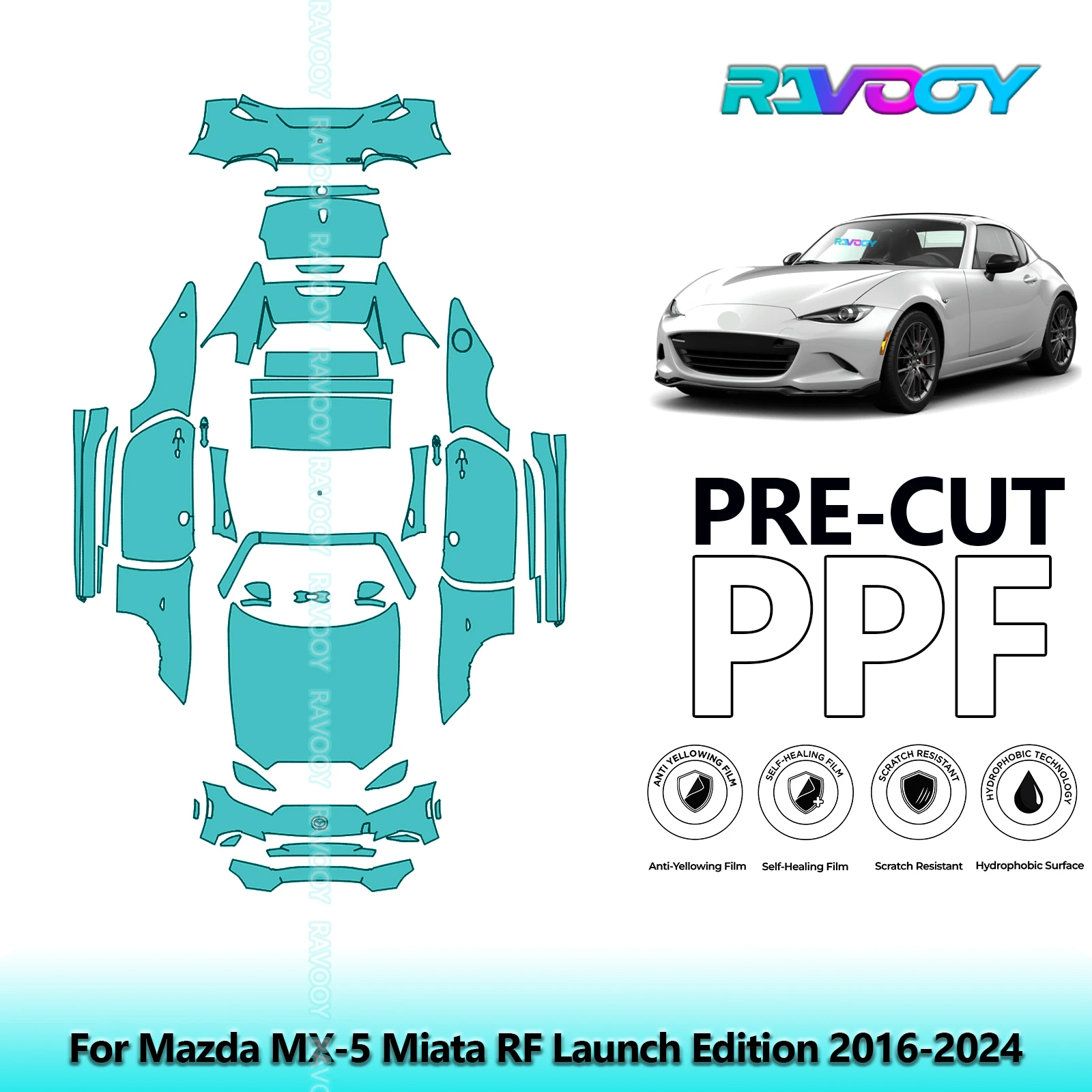 8.5Mil Precut PPF Paint Protection Film Full Vehicle For Mazda MX-5 Miata RF Launch Edition 2016-2024