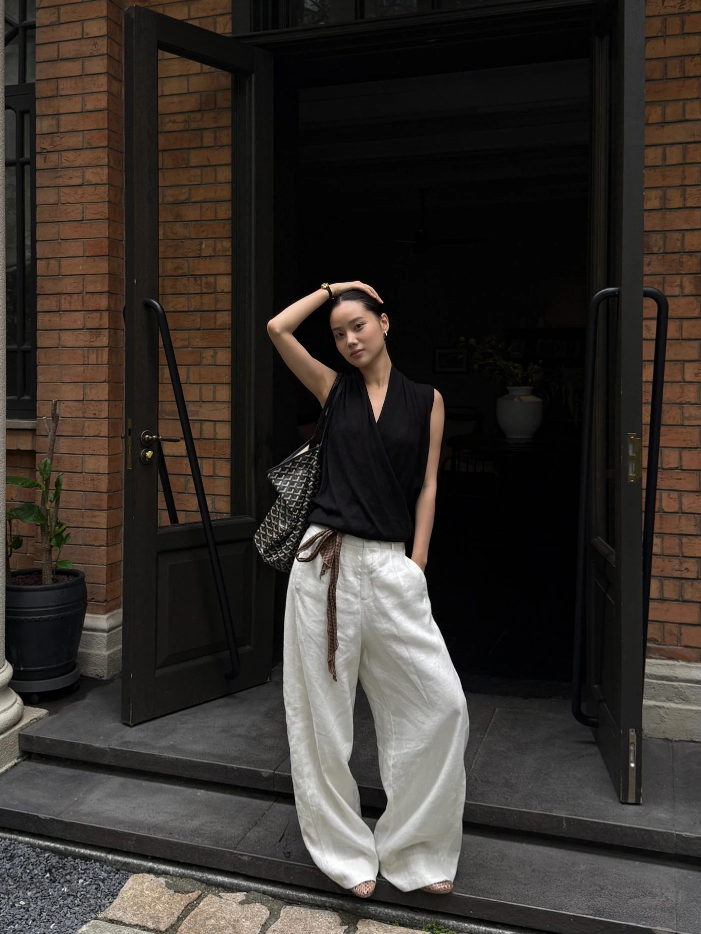 

PURITY YR Korean Style Simple Loose Wide Leg Pants Linen Material Slimming High Waist Casual Trousers for Women Summer