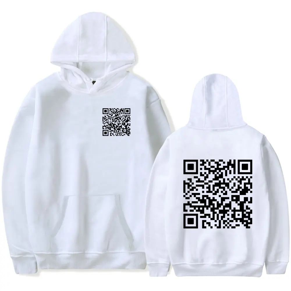 Funny  Digital QR Code Hooded  Wanna Date Me QR Code Hooded Drawstring  Pocket  Sweatshirt Men/women Hip Hop  Pullovers Clothing