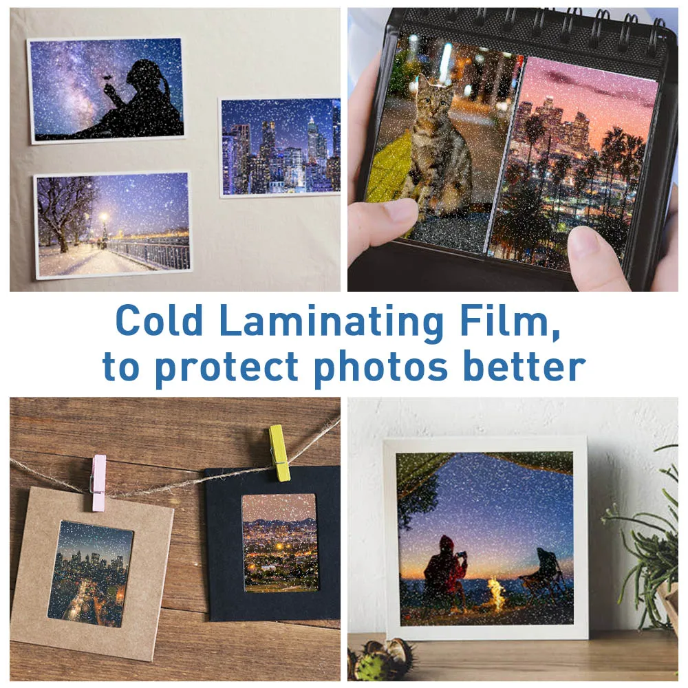 20/50PK Glitter Cold Laminating Film Self-adhesive Holographic Transparent Star A4 Paper Sheet DIY Package Photo Laminating Film