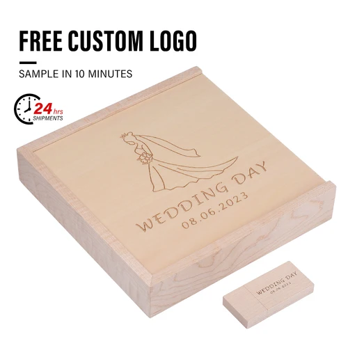 Imagen 2 del producto Unidad Flash USB 3,0 de madera con logotipo gratis, caja de unidades de bolígrafo para regalo de boda, 4G, 8G, 16G, 32G, 64GB, 128G, memoria de 6x4, fotografía, disco U