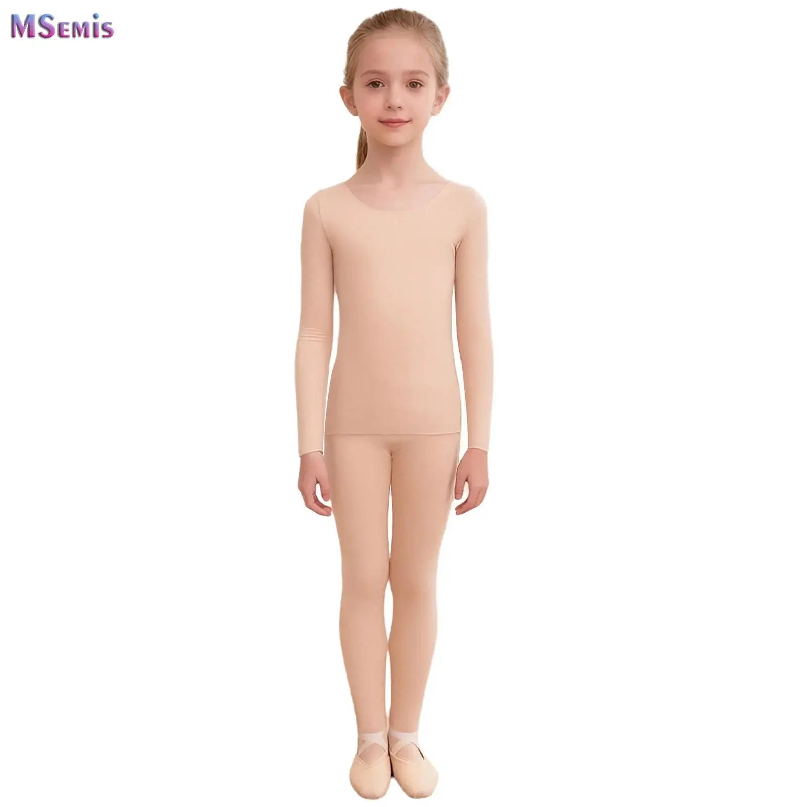 

Kids Girls Ballet Dance Training Costumes Spring Autumn Thermal Underwear Suit Long Sleeve Pullover Top+Pantyhose Leggings Pants