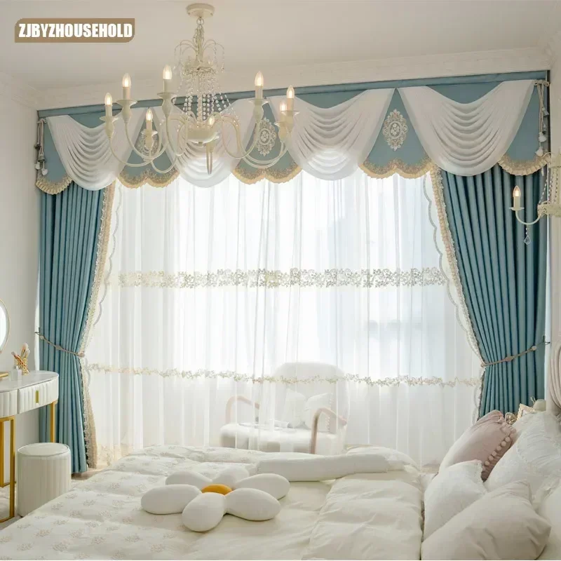 Cortinas ligeras de lujo personalizadas para sala de estar y dormitorio, tela de alta precisión, antienganche, cortinas francesas para ventana,