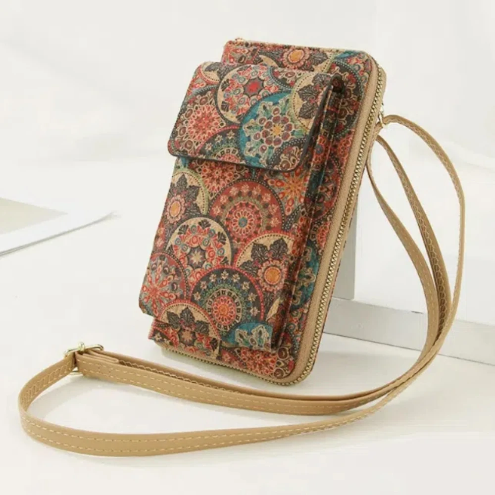 Chinese Style Mobile Phone Bag Bohemia Vintage Mobile Phone Crossbody Bag Flowers Multifunctional Women's Messenger Bag Lady