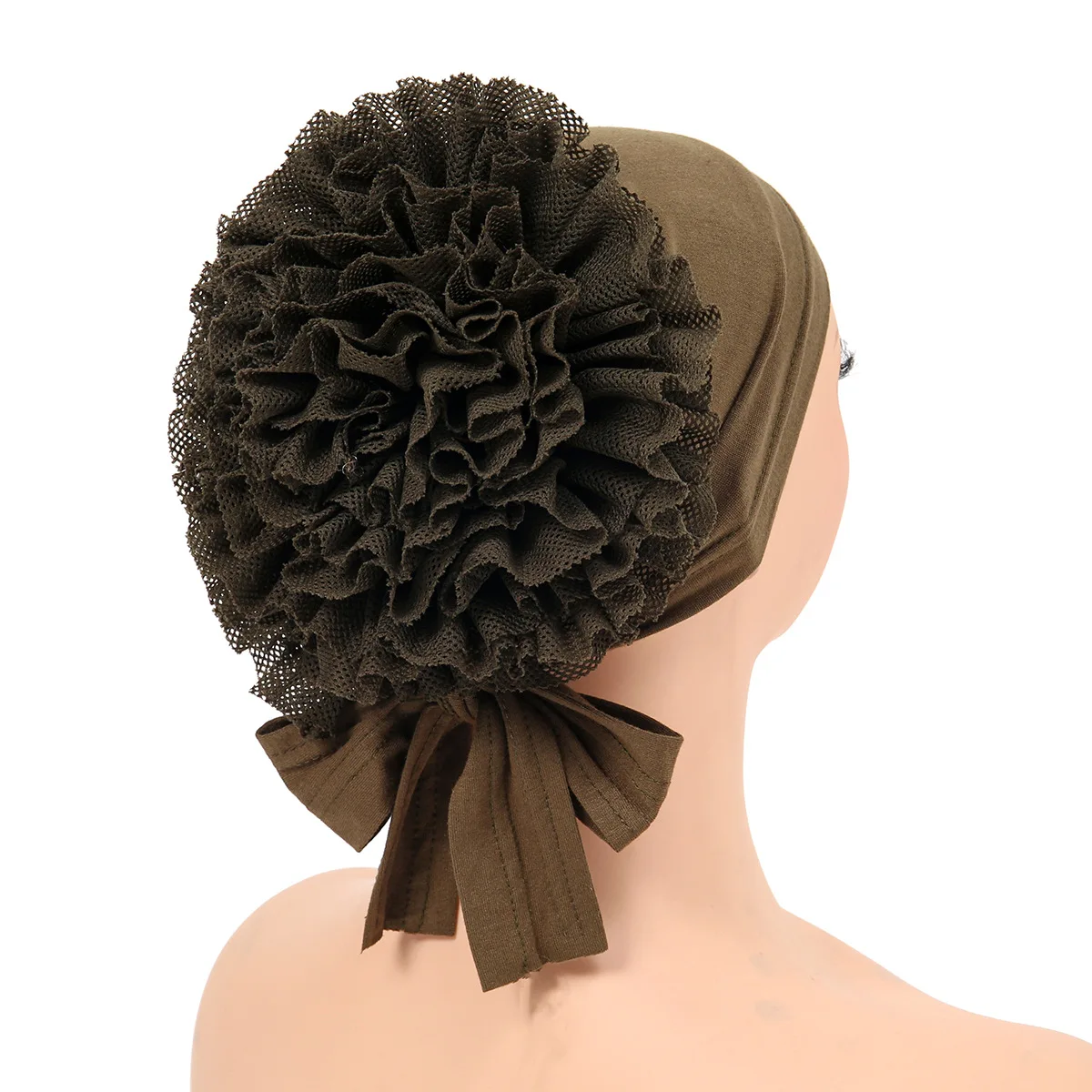 

Women's Pre-Tied Hijabs Solid Color Hijab Turban Caps Flower Decor Headwear Islamic Head Wrap Head Scarf Cap Turbante Mujer New