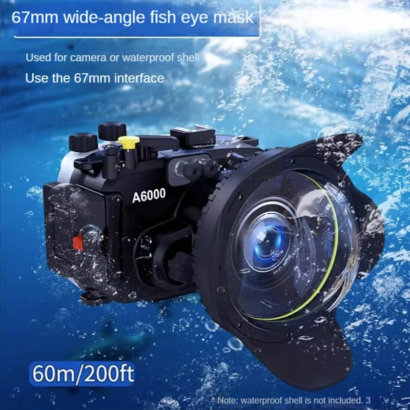 For SLR Camera 67Mm Portable Waterproof Wide Angle Dome Port Lens Housing Case Underwater Diving Parts