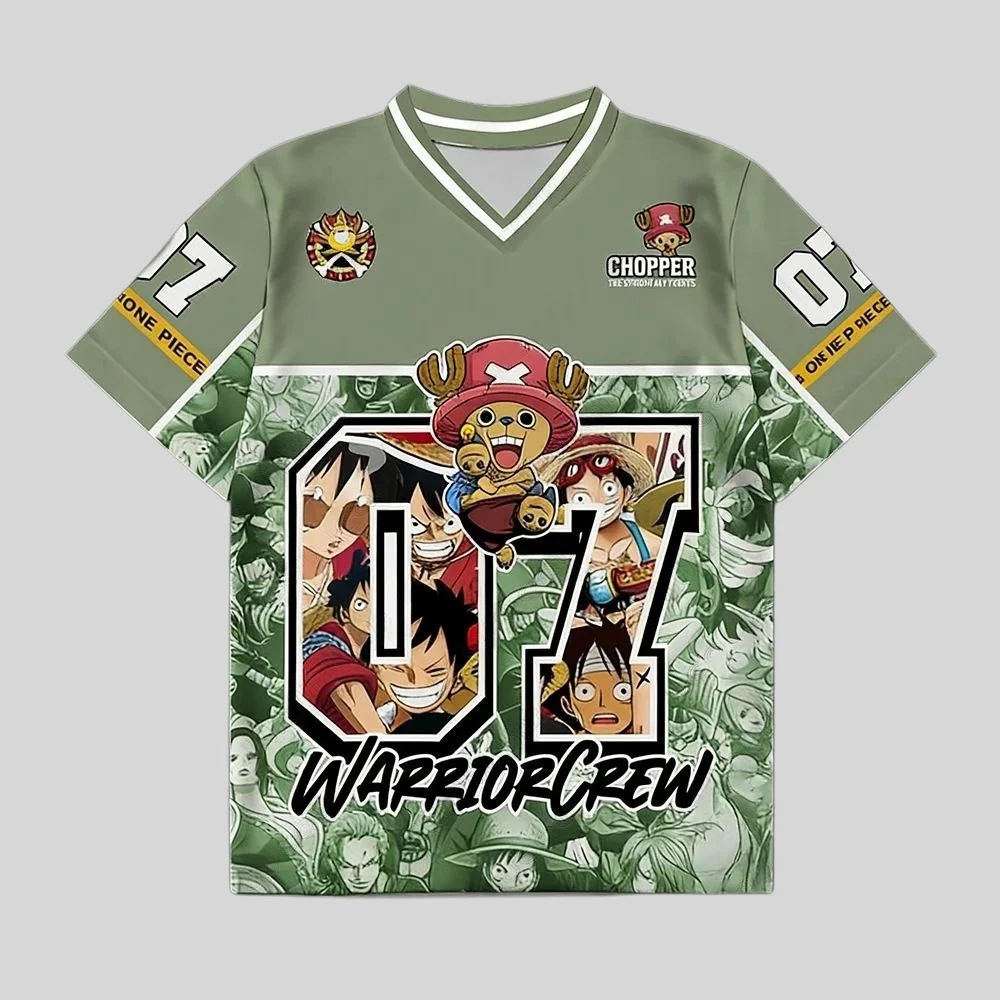 

2026 Summer One Piece Retro Cosplay T-shirt Men's Oversized 3D Printed Short-sleeved Family Unisex Children's Sports Shirt