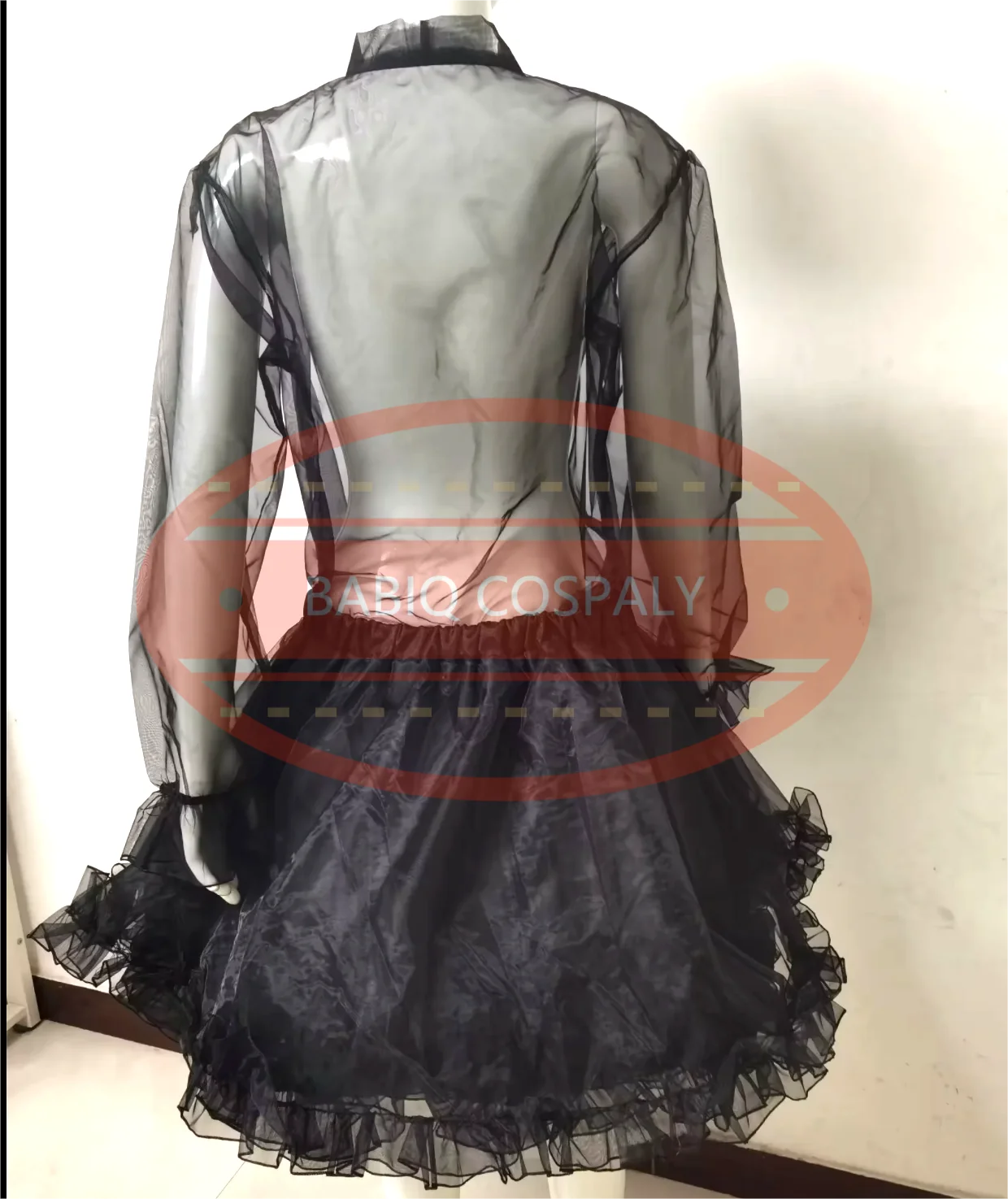 Fashion Girl Sexy Black Perspective Organza Professional Office Dress Sissy Dance Maid Cosplay Dress