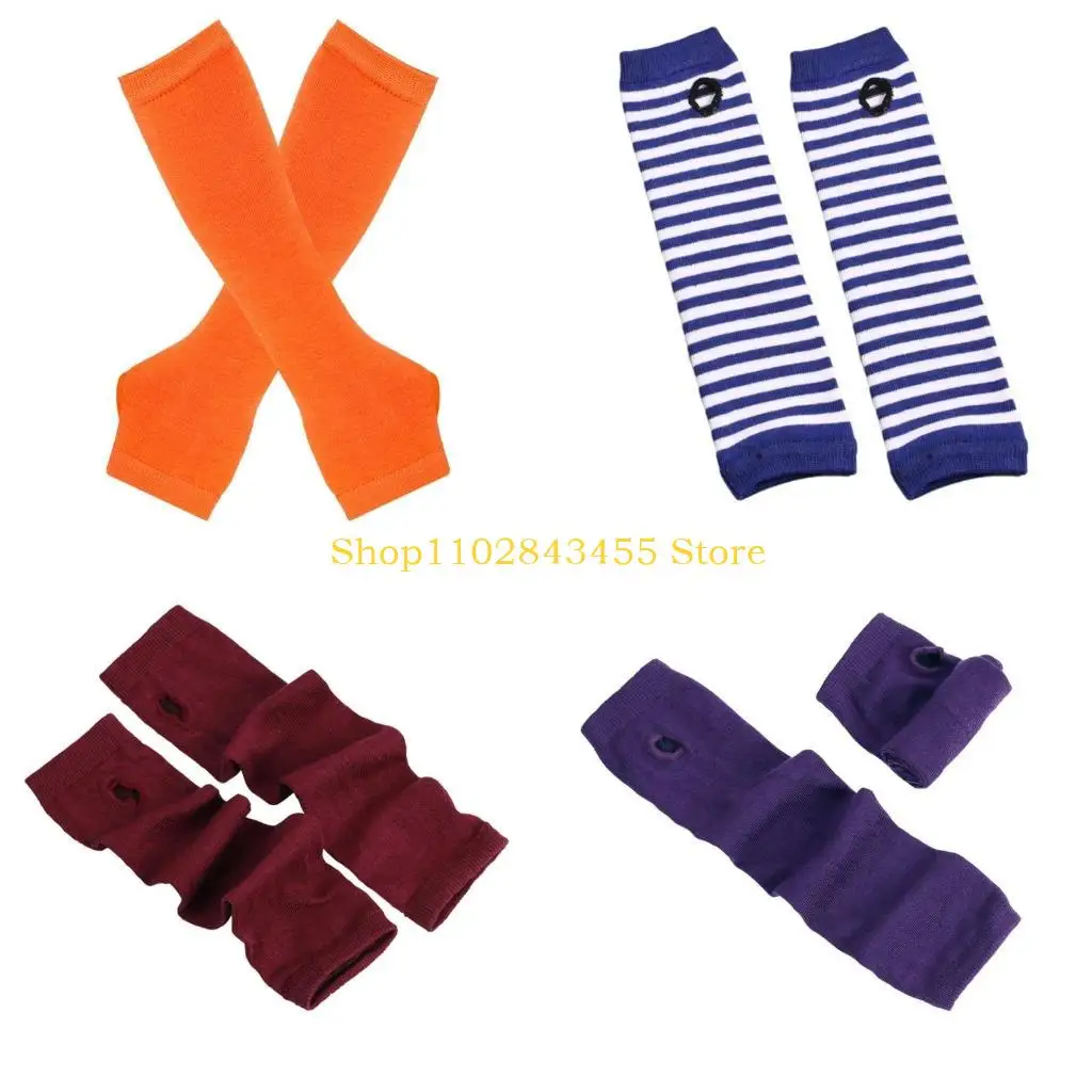 

49MC Knit Thumb Hole Gloves Winter Half Finger Mitten Thicken Keep Warm Christmas Lengthen Wrist Gloves for Girlfriend