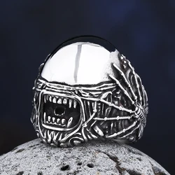 Dropshipping 316L Stainless Steel New Punk Style Locomotive Smear Exaggerated Skull Head Men`s Good Polished Gothic Party Gift