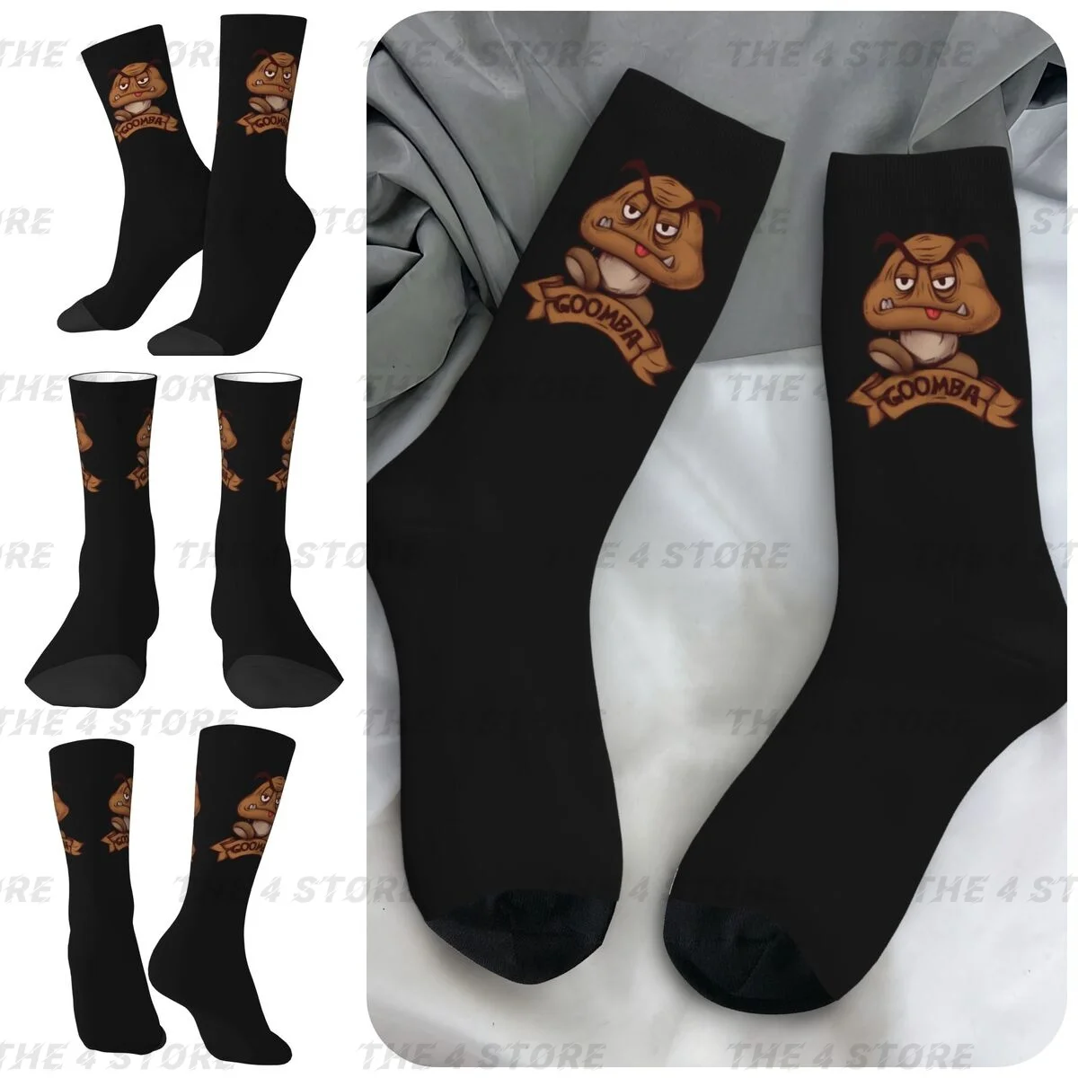 

High elasticity polyester fiber 3D printing cosy Unisex Hiking Goomba Interesting Four Seasons Socks