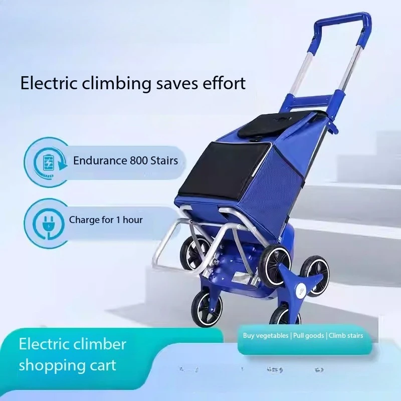 

Electric Shopping Cart Folding Silent Outdoor Portable Stair Climbing Machine with Wheel Storage Bag Shopping Car Household Item