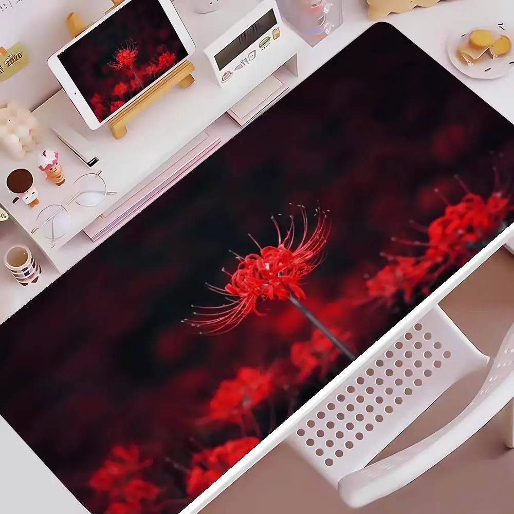 

Accessories Long Mousepad Red Spider Lily Mouse Pad XXL Desktop Keyboard Table Pads Large Game Rubber Anti-slip DeskMat Computer