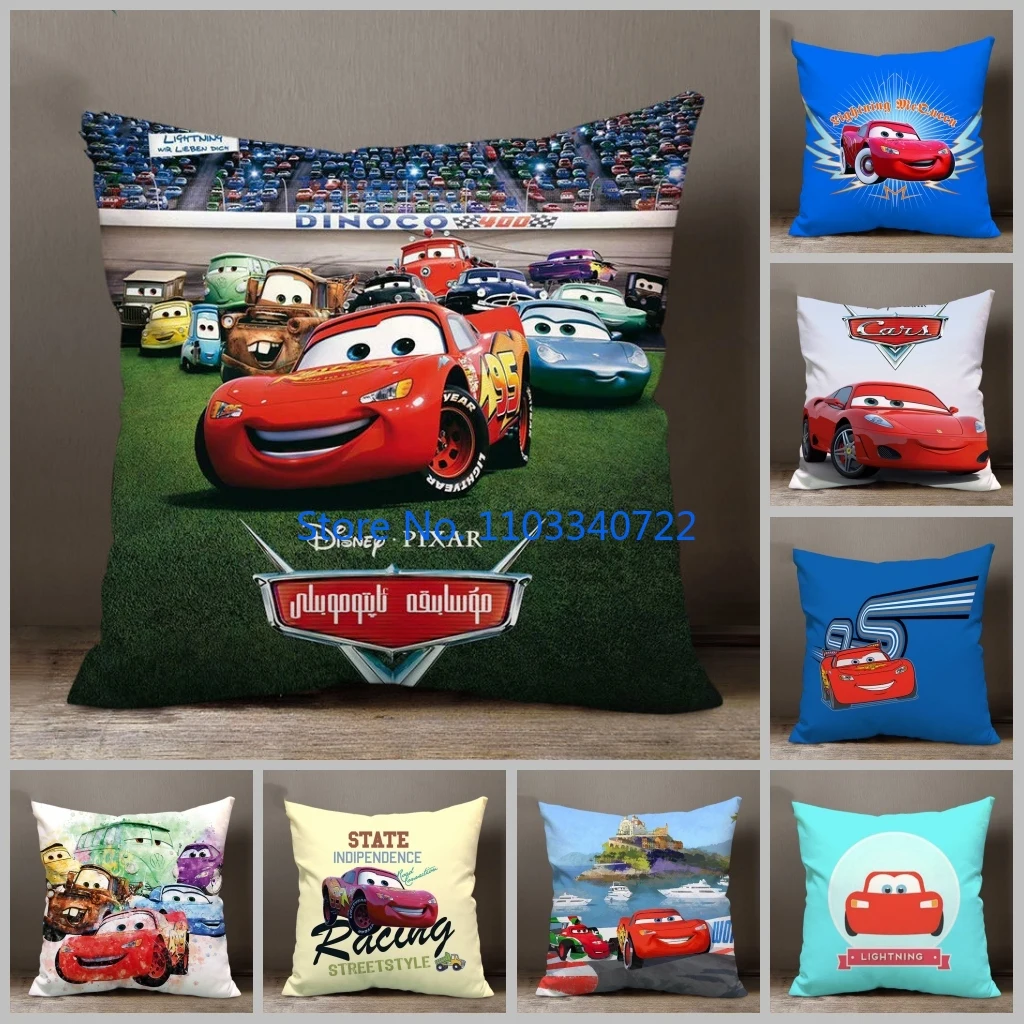 Anime Racing McQueen Cars Cushion Cover Plush Pillowcase Pillow Case Sofa Car Home Bedding Decor 45x45cm Kids Birthday Gift