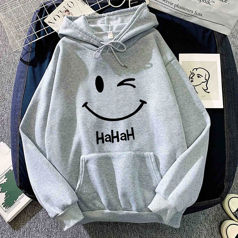 2024 Autumn Hoodie Women's Casual Hooded Sweatshirt Creative Hoodie Matching Streetwear Smiling Pattern Monogram Hoodie CYXX104